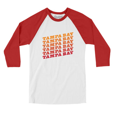 Tampa Bay Vintage Repeat Men/Unisex Raglan 3/4 Sleeve T-Shirt-White|Red-Allegiant Goods Co. Vintage Sports Apparel