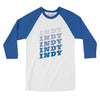 Indy Vintage Repeat Men/Unisex Raglan 3/4 Sleeve T-Shirt-White|True Royal-Allegiant Goods Co. Vintage Sports Apparel