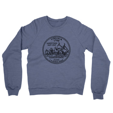 Virginia State Quarter Midweight French Terry Crewneck Sweatshirt-Allegiant Goods Co. Vintage Sports Apparel