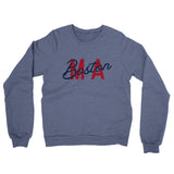 Boston Ma Overprint Overprinted Midweight French Terry Crewneck Sweatshirt-Denim Heather-Allegiant Goods Co. Vintage Sports Apparel