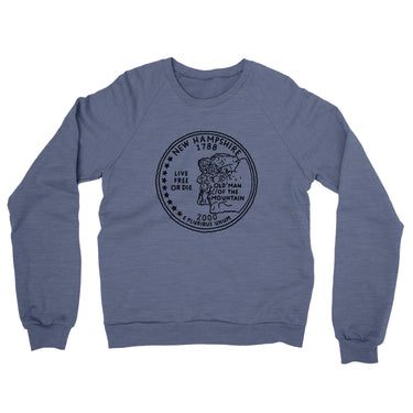 New Hampshire State Quarter Midweight French Terry Crewneck Sweatshirt-Allegiant Goods Co. Vintage Sports Apparel