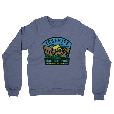 Yosemite National Park Badge Midweight French Terry Crewneck Sweatshirt-Allegiant Goods Co. Vintage Sports Apparel