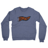 Edmonton Pennant Midweight French Terry Crewneck Sweatshirt-Denim Heather-Allegiant Goods Co. Vintage Sports Apparel