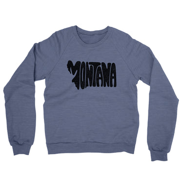 Montana State Shape Text Midweight French Terry Crewneck Sweatshirt-Allegiant Goods Co. Vintage Sports Apparel