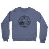 Nebraska State Quarter Midweight French Terry Crewneck Sweatshirt-Denim Heather-Allegiant Goods Co. Vintage Sports Apparel