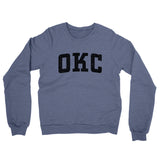 Okc Varsity Midweight Crewneck Sweatshirt-Denim Heather-Allegiant Goods Co. Vintage Sports Apparel