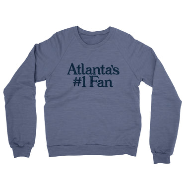 Atlanta's Number 1 Fan Midweight French Terry Crewneck Sweatshirt-Denim Heather-Allegiant Goods Co. Vintage Sports Apparel