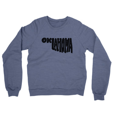 Oklahoma State Shape Text Midweight French Terry Crewneck Sweatshirt-Denim Heather-Allegiant Goods Co. Vintage Sports Apparel
