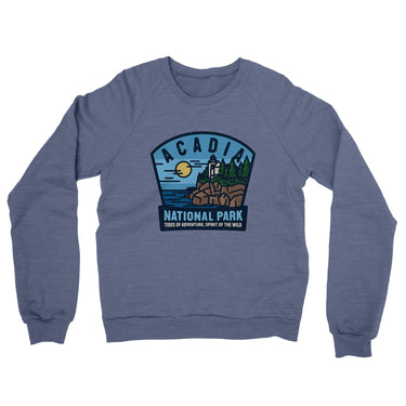 Acadia National Park Badge Midweight French Terry Crewneck Sweatshirt-Allegiant Goods Co. Vintage Sports Apparel