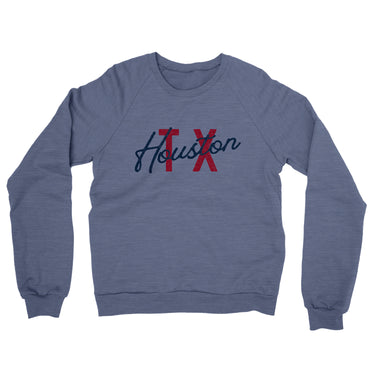 Houston Tx Overprinted Midweight French Terry Crewneck Sweatshirt-Allegiant Goods Co. Vintage Sports Apparel