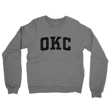 Okc Varsity Midweight Crewneck Sweatshirt-Grey Heather-Allegiant Goods Co. Vintage Sports Apparel