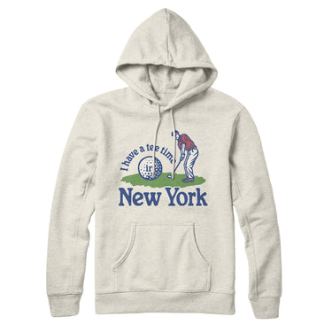 I Have A Tee Time In New York Hoodie-Heather Oatmeal-Allegiant Goods Co. Vintage Sports Apparel