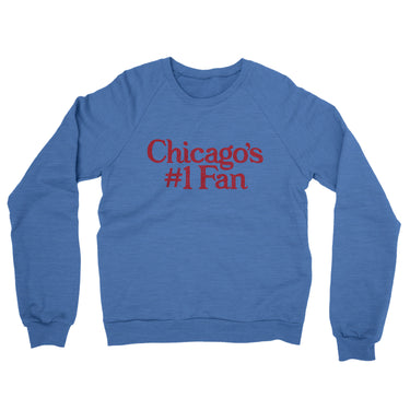 Chicago's Number 1 Fan Midweight French Terry Crewneck Sweatshirt-Heather Royal-Allegiant Goods Co. Vintage Sports Apparel