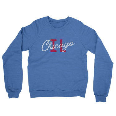 Chicago Illinois Overprinted Midweight French Terry Crewneck Sweatshirt-Heather Royal-Allegiant Goods Co. Vintage Sports Apparel