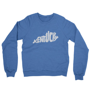 Kentucky State Shape Text Midweight French Terry Crewneck Sweatshirt-Heather Royal-Allegiant Goods Co. Vintage Sports Apparel
