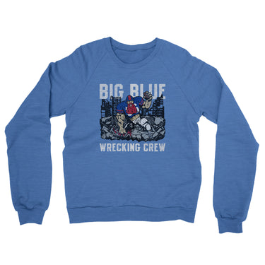 Big Blue Wrecking Crew Midweight French Terry Crewneck Sweatshirt-Heather Royal-Allegiant Goods Co. Vintage Sports Apparel
