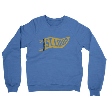 St Louis Pennant Midweight French Terry Crewneck Sweatshirt-Heather Royal-Allegiant Goods Co. Vintage Sports Apparel