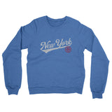 New York Vintage Script Midweight French Terry Crewneck Sweatshirt-Heather Royal-Allegiant Goods Co. Vintage Sports Apparel