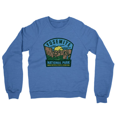 Yosemite National Park Badge Midweight French Terry Crewneck Sweatshirt-Allegiant Goods Co. Vintage Sports Apparel