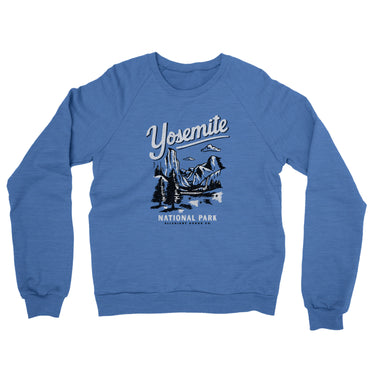 Yosemite National Park Midweight Crewneck Sweatshirt-Royal Heather-Allegiant Goods Co. Vintage Sports Apparel