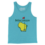 Wisconsin Golf Men/Unisex Tank Top-Aqua Triblend-Allegiant Goods Co. Vintage Sports Apparel