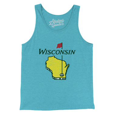 Wisconsin Golf Men/Unisex Tank Top-Aqua Triblend-Allegiant Goods Co. Vintage Sports Apparel