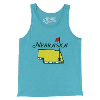 Nebraska Golf Men/Unisex Tank Top-Aqua Triblend-Allegiant Goods Co. Vintage Sports Apparel
