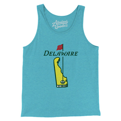 Delaware Golf Men/Unisex Tank Top-Aqua Triblend-Allegiant Goods Co. Vintage Sports Apparel