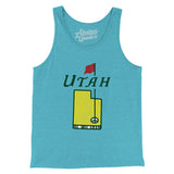 Utah Golf Men/Unisex Tank Top-Aqua Triblend-Allegiant Goods Co. Vintage Sports Apparel