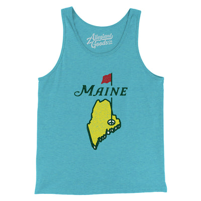 Maine Golf Men/Unisex Tank Top-Aqua Triblend-Allegiant Goods Co. Vintage Sports Apparel