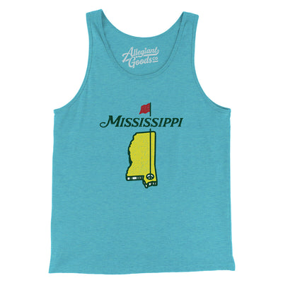 Mississippi Golf Men/Unisex Tank Top-Aqua Triblend-Allegiant Goods Co. Vintage Sports Apparel