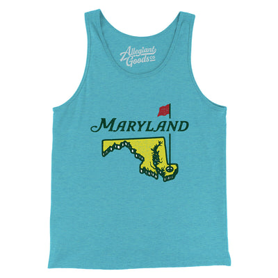 Maryland Golf Men/Unisex Tank Top-Aqua Triblend-Allegiant Goods Co. Vintage Sports Apparel