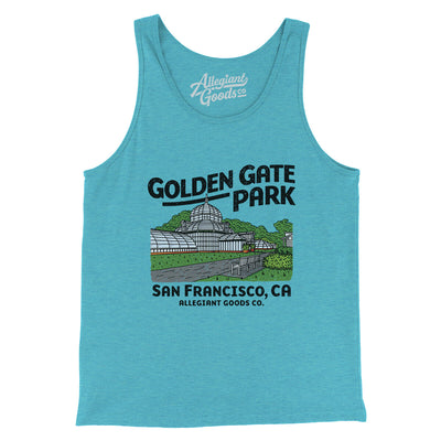 Golden Gate Park Men/Unisex Tank Top-Aqua Triblend-Allegiant Goods Co. Vintage Sports Apparel