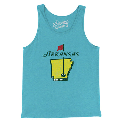Arkansas Golf Men/Unisex Tank Top-Aqua Triblend-Allegiant Goods Co. Vintage Sports Apparel