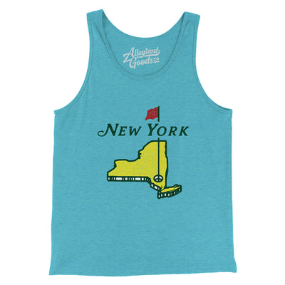 New York Golf Men/Unisex Tank Top-Aqua Triblend-Allegiant Goods Co. Vintage Sports Apparel