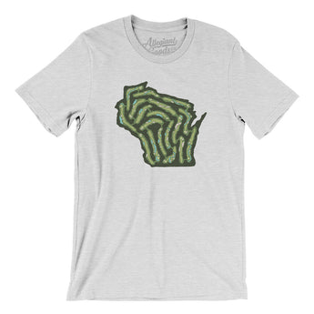 Wisconsin Golf Course Map Men/Unisex T-Shirt-Ash-Allegiant Goods Co. Vintage Sports Apparel
