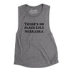 There's No Place Like Nebraska Women's Flowey Scoopneck Muscle Tank-Asphalt Slub-Allegiant Goods Co. Vintage Sports Apparel