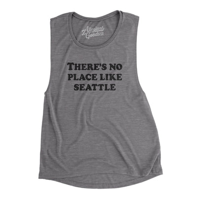 There's No Place Like Seattle Women's Flowey Scoopneck Muscle Tank-Asphalt Slub-Allegiant Goods Co. Vintage Sports Apparel