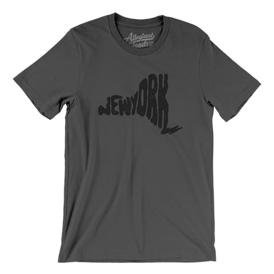 New York State Shape Text Men/Unisex T-Shirt-Asphalt-Allegiant Goods Co. Vintage Sports Apparel