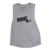 Massachusetts State Shape Text Women's Flowey Scoopneck Muscle Tank-Allegiant Goods Co. Vintage Sports Apparel