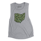 Ohio Golf Course Map Women's Flowey Scoopneck Muscle Tank-Athletic Heather-Allegiant Goods Co. Vintage Sports Apparel