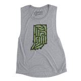 Indiana Golf Course Map Women's Flowey Scoopneck Muscle Tank-Athletic Heather-Allegiant Goods Co. Vintage Sports Apparel