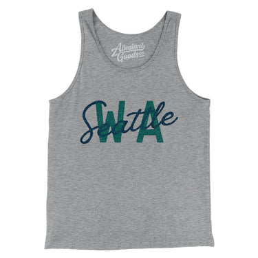 Seattle Wa Overprinted Men/Unisex Tank Top-Athletic Heather-Allegiant Goods Co. Vintage Sports Apparel