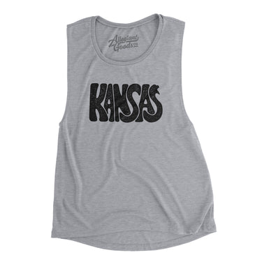 Kansas State Shape Text Women's Flowey Scoopneck Muscle Tank-Allegiant Goods Co. Vintage Sports Apparel