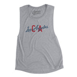 Los Angeles Ca Overprinted Women's Flowey Scoopneck Muscle Tank-Allegiant Goods Co. Vintage Sports Apparel