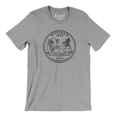 Wisconsin State Quarter Men/Unisex T-Shirt-Athletic Heather-Allegiant Goods Co. Vintage Sports Apparel