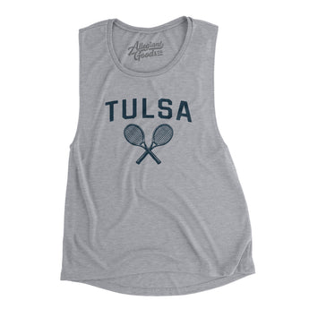 Tulsa Tennis Women's Flowey Scoopneck Muscle Tank-Athletic Heather-Allegiant Goods Co. Vintage Sports Apparel