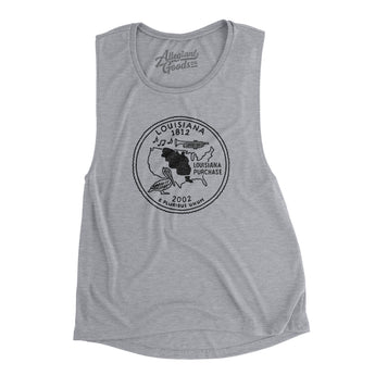 Louisiana State Quarter Women's Flowey Scoopneck Muscle Tank-Athletic Heather-Allegiant Goods Co. Vintage Sports Apparel