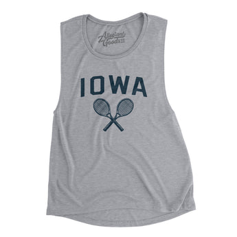 Iowa Tennis Women's Flowey Scoopneck Muscle Tank-Athletic Heather-Allegiant Goods Co. Vintage Sports Apparel