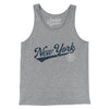 New York Vintage Script Men/Unisex Tank Top-Athletic Heather-Allegiant Goods Co. Vintage Sports Apparel